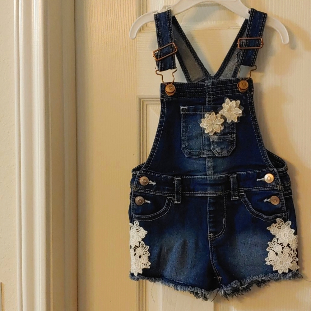 Blue jean overall short romper